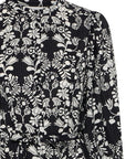Gocina Midi Dress in Black with Floral Pattern