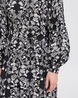 Gocina Midi Dress in Black with Floral Pattern