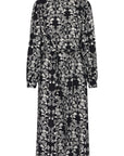 Gocina Midi Dress in Black with Floral Pattern