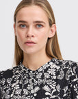 Gocina Midi Dress in Black with Floral Pattern