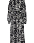 Gocina Midi Dress in Black with Floral Pattern