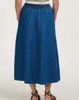 Allegra Midi Skirt in Deep Blue Denim