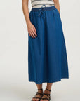 Allegra Midi Skirt in Deep Blue Denim