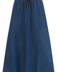 Allegra Midi Skirt in Deep Blue Denim
