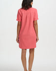 Zoe Mini Shirt Dress in Coral