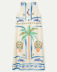 Long Dress with Palm and Mermaid print
