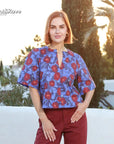 Effy V Neck Top in Blue