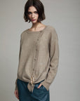 Cardigan with Asymetric Buttons and Buckle