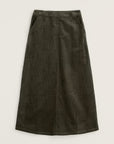 Window Wren Cord Midi Skirt in Nori