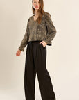 Rhinestone V Neck Blouse