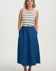 Allegra Midi Skirt in Deep Blue Denim