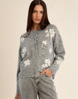 Knit Cardigan with Floral Embroidery