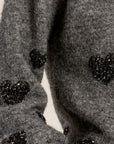 Balloon Sleeve Sweater with Heart Pattern