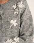 Knit Cardigan with Floral Embroidery