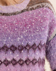 Fluffy Knit Sweater in Mauve