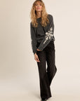 Knit Sweater with Floral Embroidery