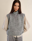 Sleeveless Embroidered Turtleneck in Ash Grey