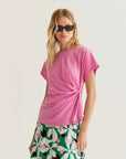 Cotton Pink T-shirt with Side Knot