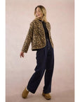 Textured Fur Effect Leopard Jacket