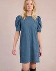 Chord Shift Dress in Denim Colour
