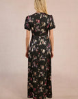 Long Satin Dress with Abstract Floral Print