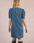 Chord Shift Dress in Denim Colour