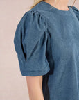 Chord Shift Dress in Denim Colour