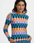 Josie Jersey Top in Puzzle Multi Stripe