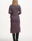 Claudia Jersey Tie Midi Dress in Green/Multi, Flower Explosion
