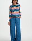 Josie Jersey Top in Puzzle Multi Stripe