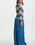 Josie Jersey Top in Puzzle Multi Stripe