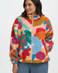 Hartley Zip Up Fleece in Off White/Multi, Abstract Floral