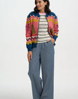 Solana Knitted Bomber in Multi, Leopard and Palms