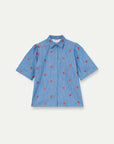 Chambray Cotton Shirt with Embroidered Hearts