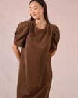 Chord Shift Dress in Chocolate