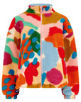 Hartley Zip Up Fleece in Off White/Multi, Abstract Floral