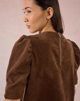 Chord Shift Dress in Chocolate