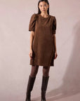 Chord Shift Dress in Chocolate