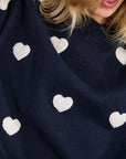 Embossed Heart Sweater in Navy and White
