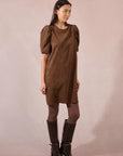 Chord Shift Dress in Chocolate