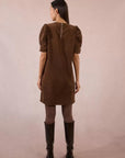 Chord Shift Dress in Chocolate