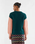 Dark Green and Coral Two Tone Knit Sweater