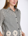 Gingham Shirt with Embroidery