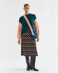 Dark Green and Coral Two Tone Knit Sweater
