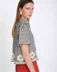 Gingham Shirt with Embroidery