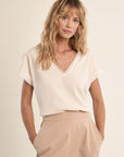 V Neck T Shirt in White