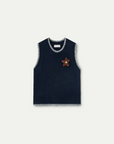 Navy Blue Wool Blend Knit Vest