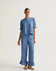 Light blue chambray cotton trousers