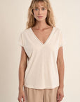 V Neck T Shirt in White