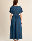 Elegant Long Dress with Pleated Detail